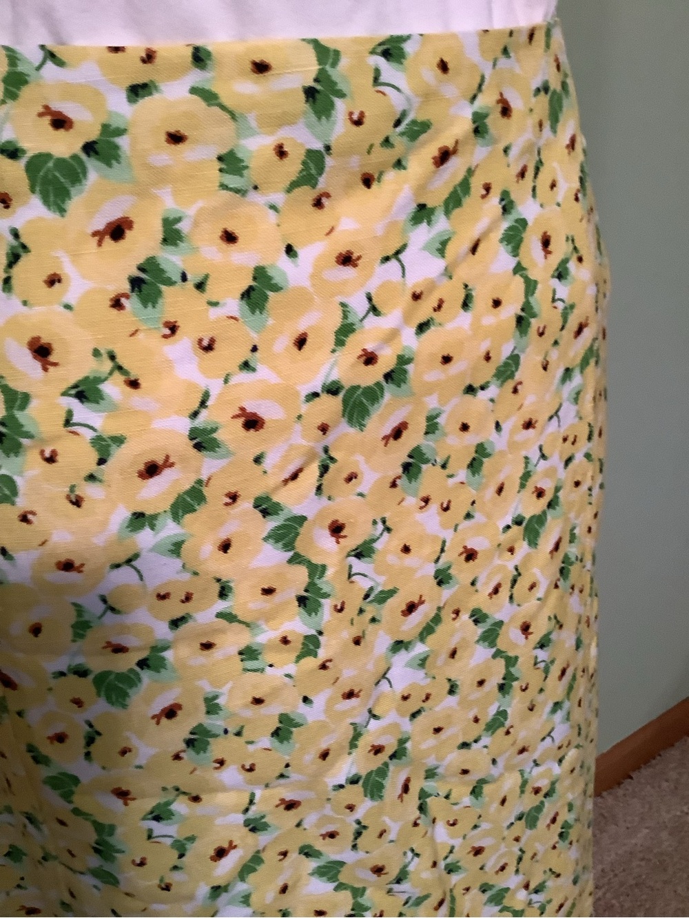 Yellow Flowered Loft MIDI A-line Skirt - Size 10